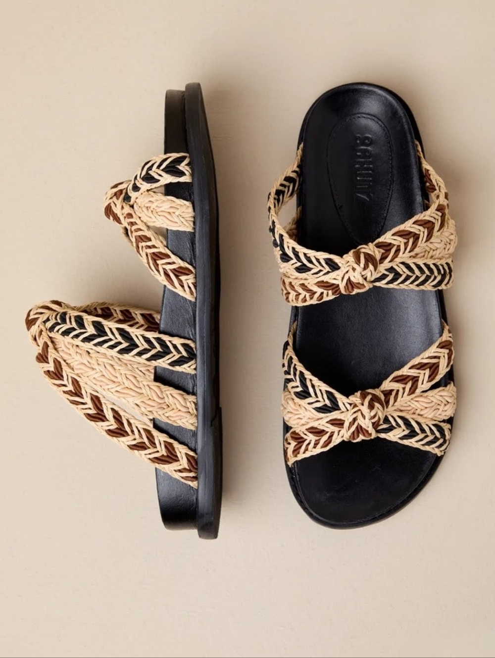 Anthropologie Schutz Tracie Sporty Raffia Slide Sandals Size 6B EUC S3356